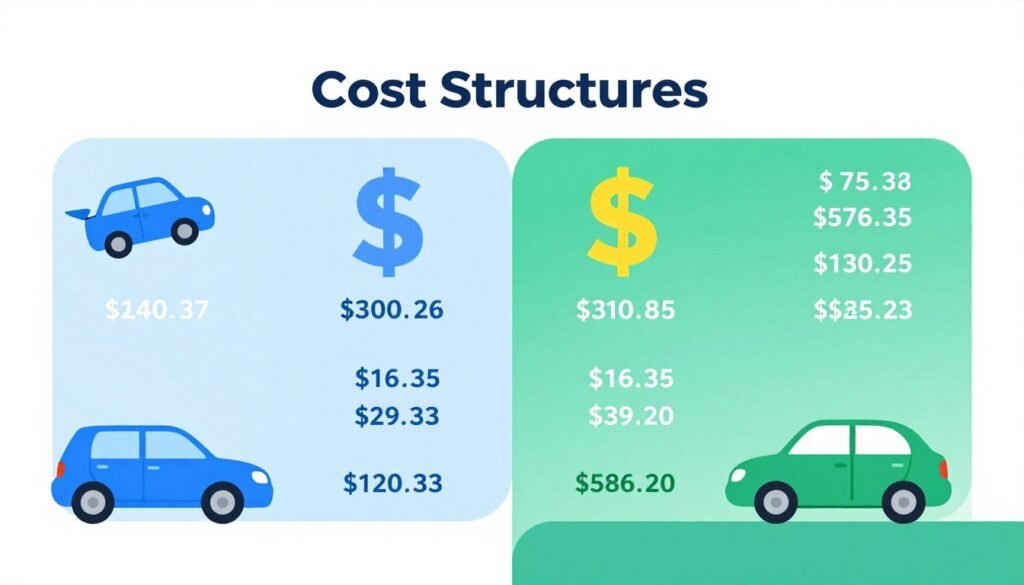 Cost comparison infographic between flying taxis and traditional ride-sharing services