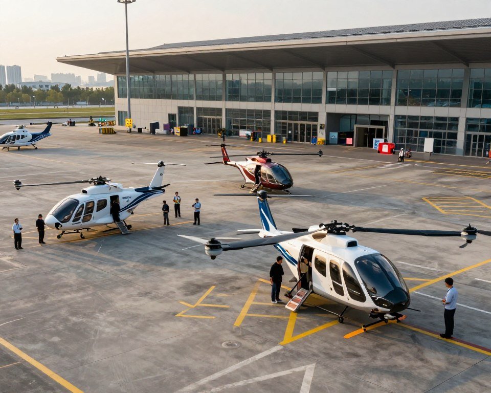 Flying taxi pilot program with multiple eVTOL aircraft at urban vertiport